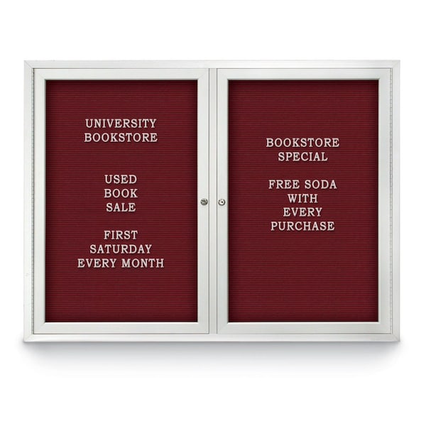 Indoor Enclosed Combo Board, 42"x32", Bronze Frame/Blue & Medium Grey